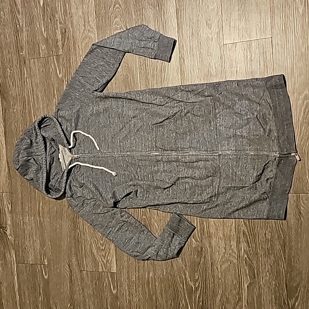 Womens GARAGE long length zip hoodie sz XS/S.Dark Gray